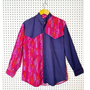 Vintage | Roper 1980's 1990's Bold Pattern‎ Western Button-Down Shirt Sz. Medium